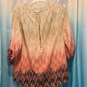 Christopher & Banks Beige and Orange Ombre Blouse